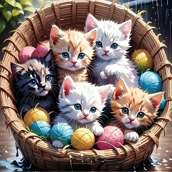 Other - NWT- 8x8 Diamond Art Kit. Basket of kittens.